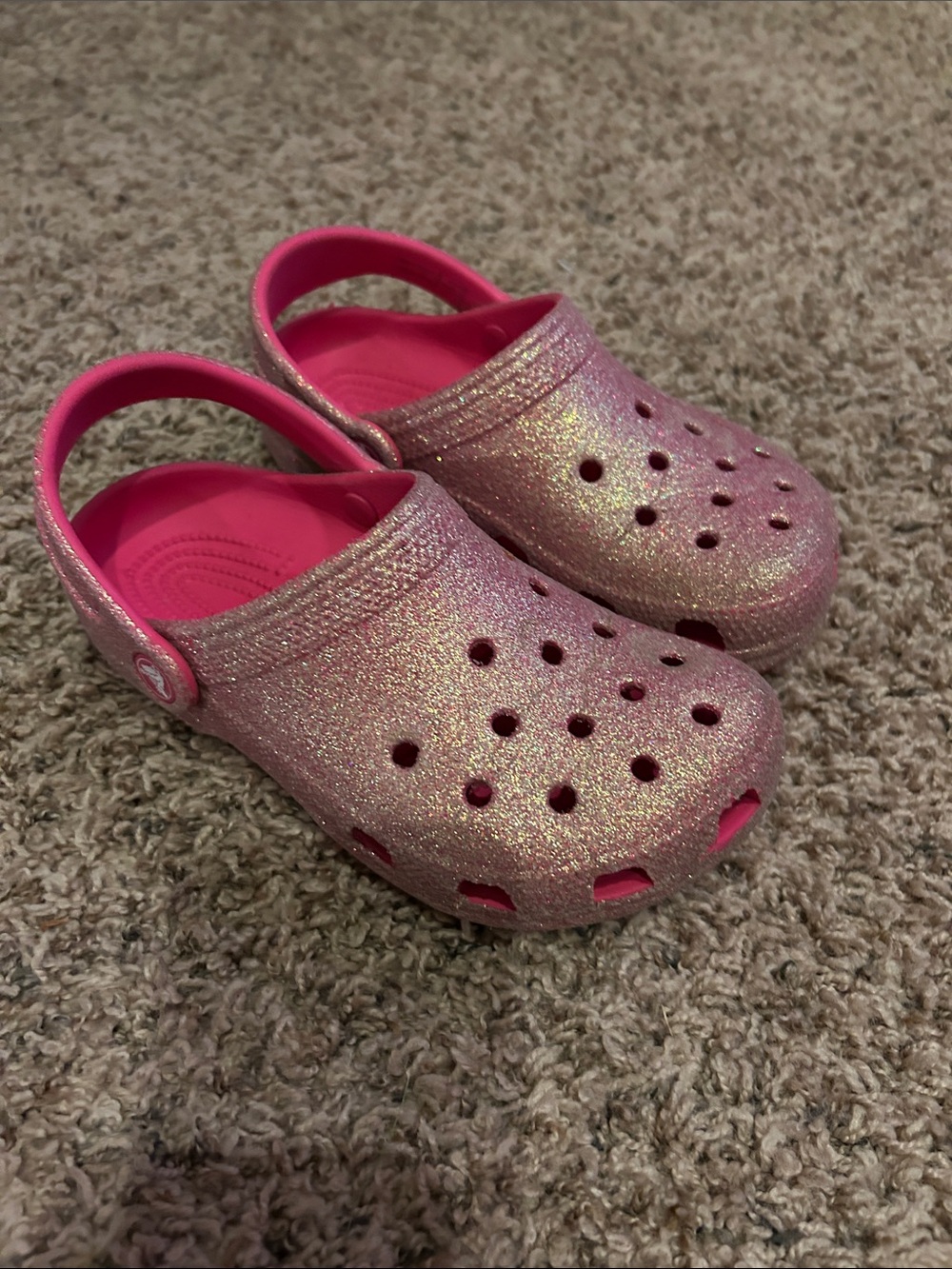 CROCS Kids Glitter Clogs - Bright Pink